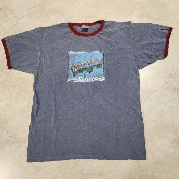 VTG 90s Y2K 2000s Matchbox Cars Superfast Mens L Large Car Ringer Promo T Shirt - Picture 3 of 9